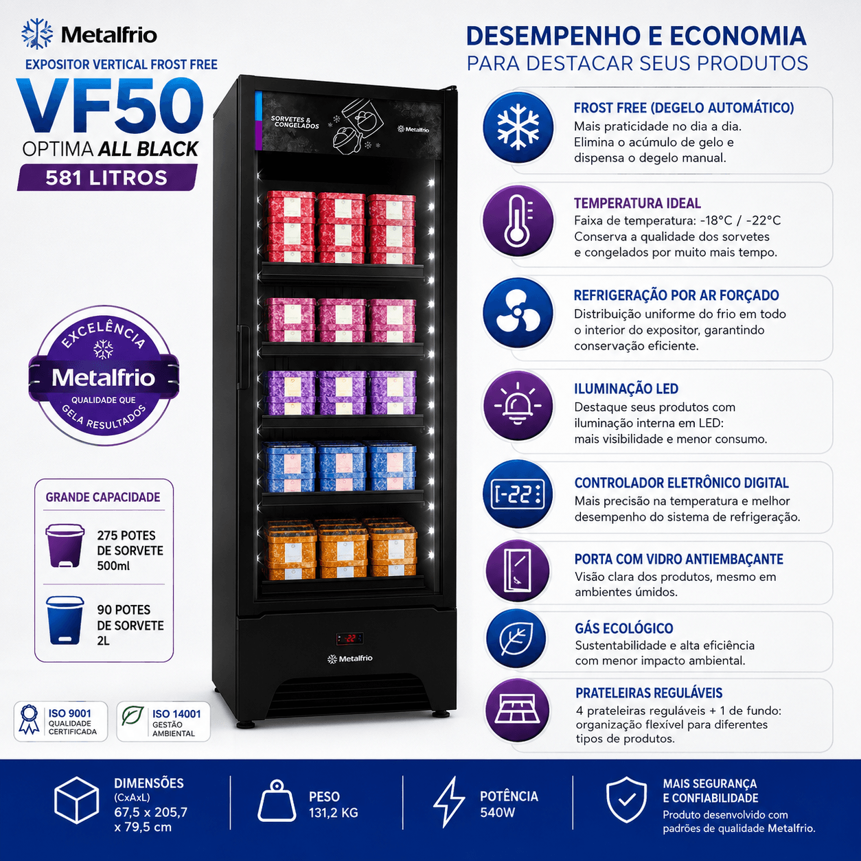 Freezer Expositor Frost Free 581 Litros VF50 Metalfrio | FastStore PDP