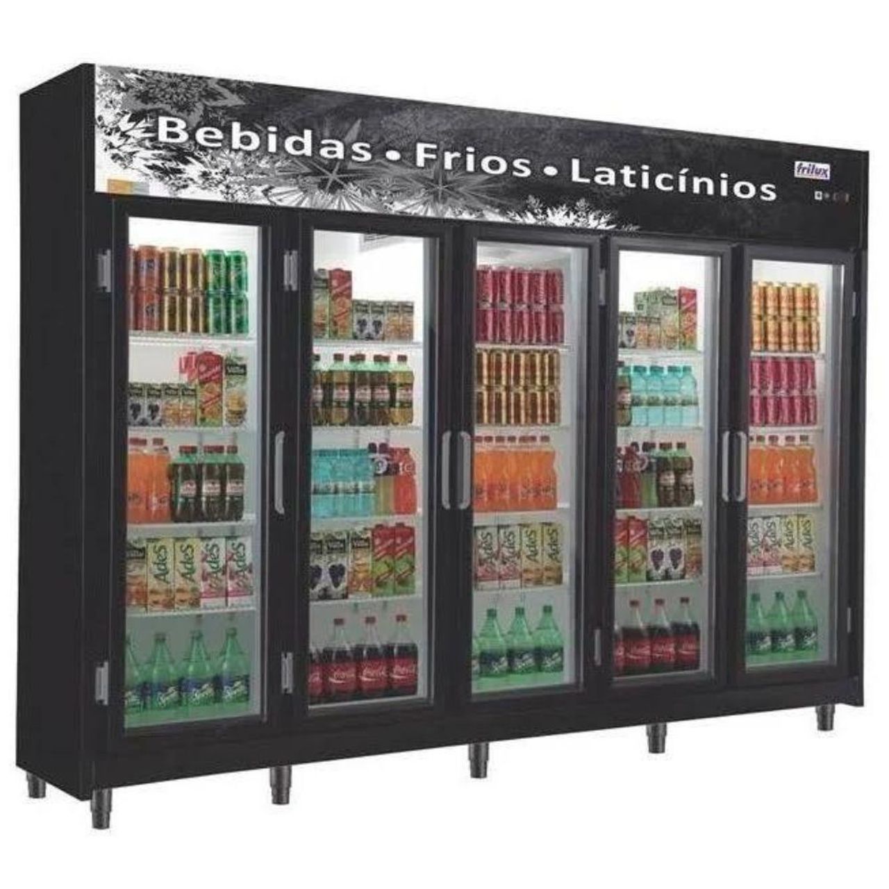 Expositor Vertical 5 Portas de Vidro RF024 Preto Frilux 220v