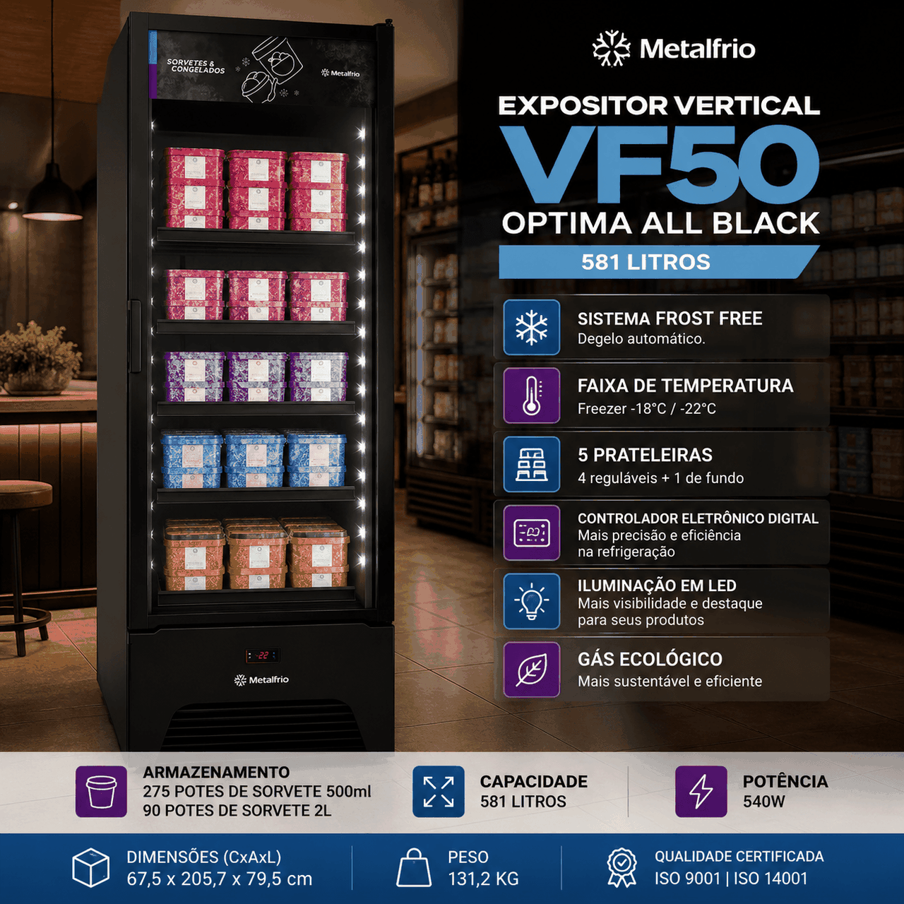Freezer Expositor Frost Free 581 Litros VF50 Metalfrio | FastStore PDP